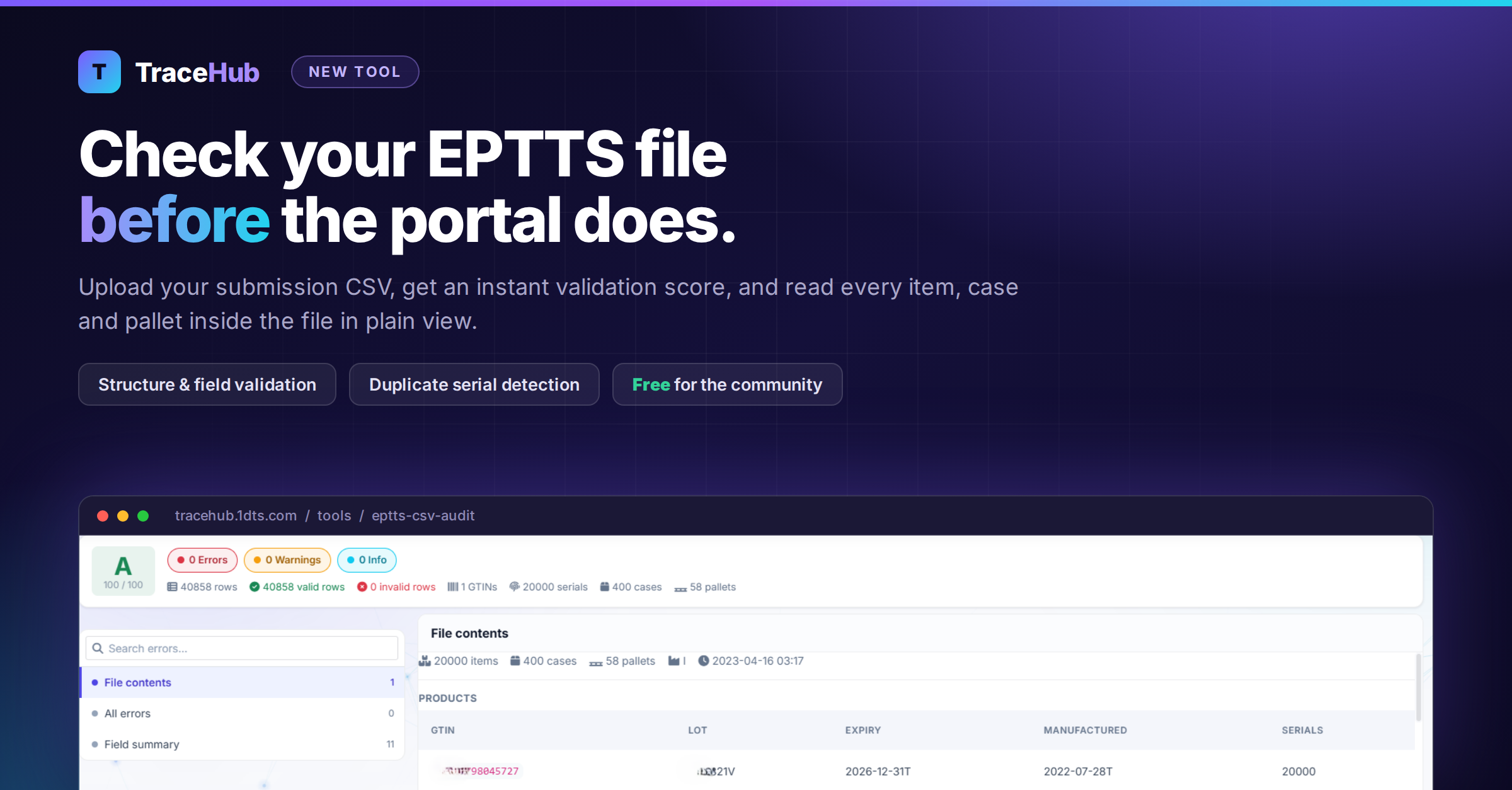 TraceHub Launches Two New Tools for EPTTS CSV